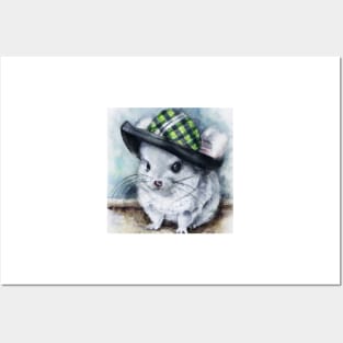 cute chinchilla wearing a hat 1 Posters and Art